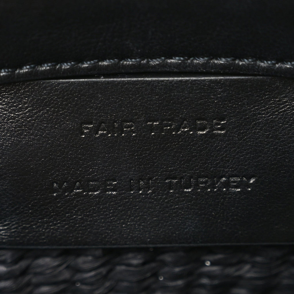 X MIFUKO Raffia Calfskin Mini Chain Basket Black