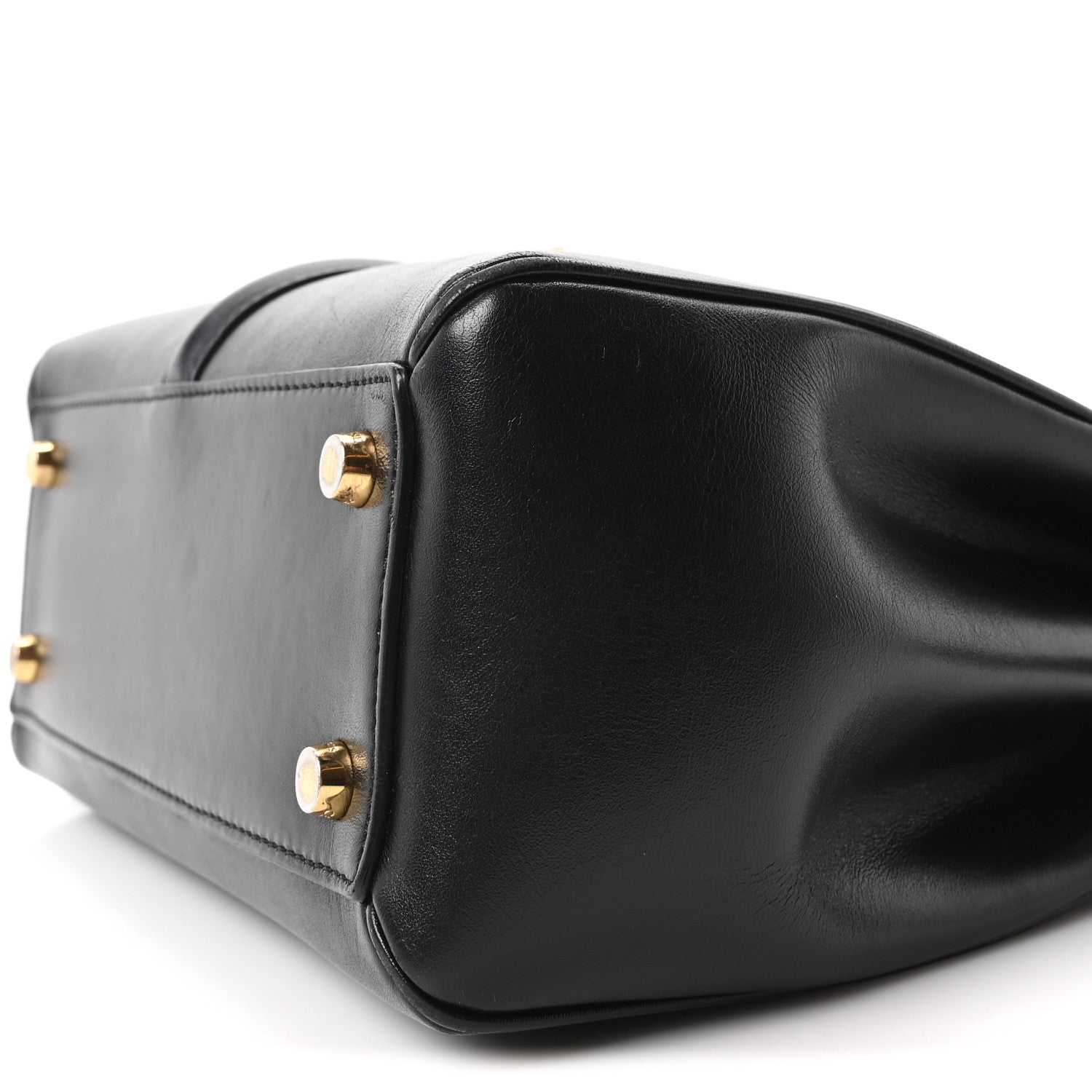 Satinated Calfskin Small 16 Top Handle Bag Black
