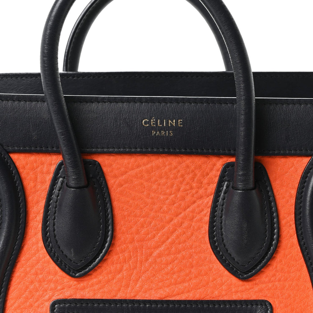 Elephant Calfskin Nano Tri-Color Luggage Bright Orange