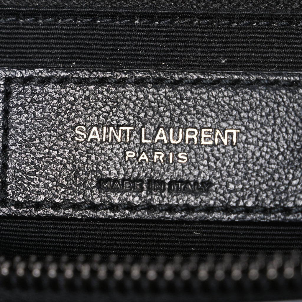 Calfskin Y Quilted Monogram Monochrome Large Loulou Chain Satchel Black