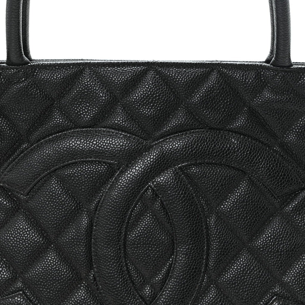 Caviar Quilted Medallion Tote Black