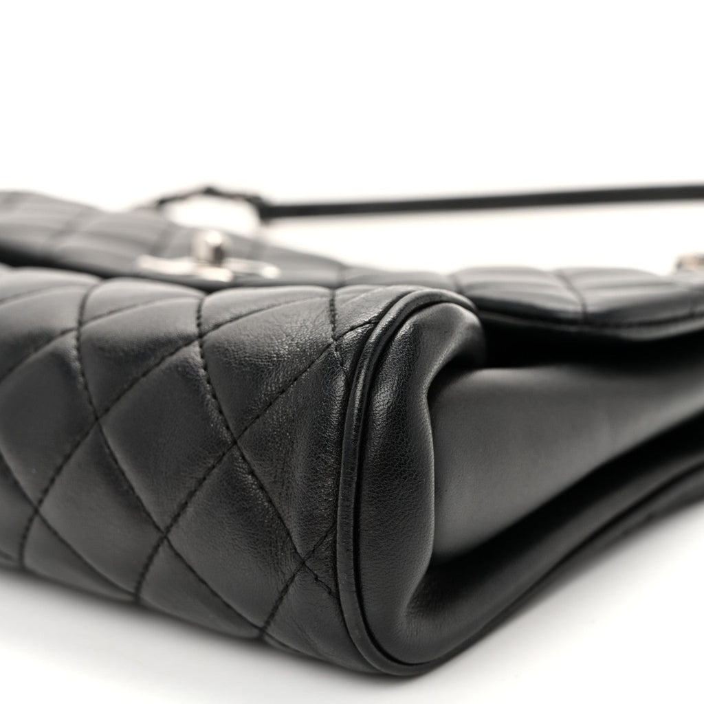 Calfskin Quilted Fold Up Again Flap Bag Black