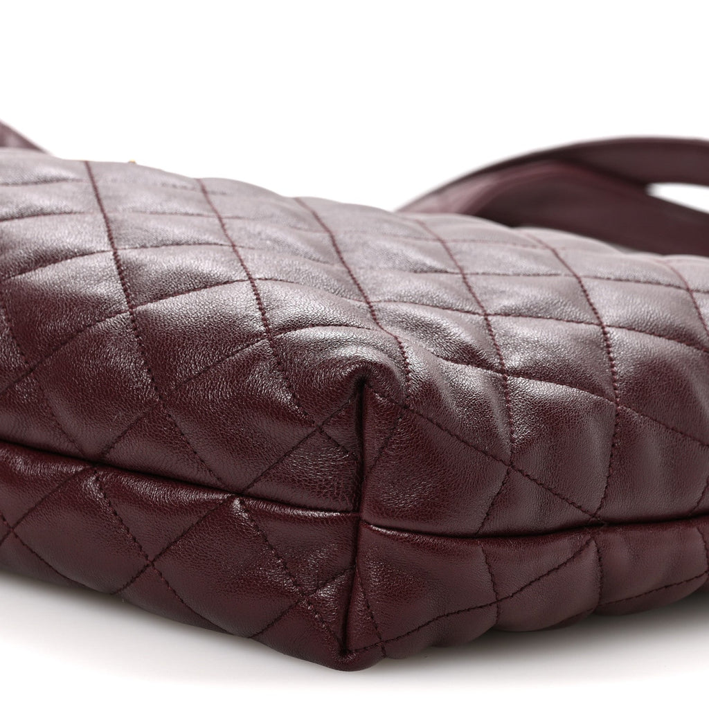 Lambskin Quilted Maxi Icare Shopping Tote  Rouge Cabernet