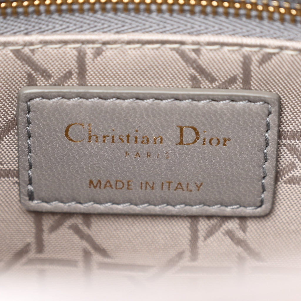 Lambskin Cannage Small Lucky Badges My Lady Dior Grey