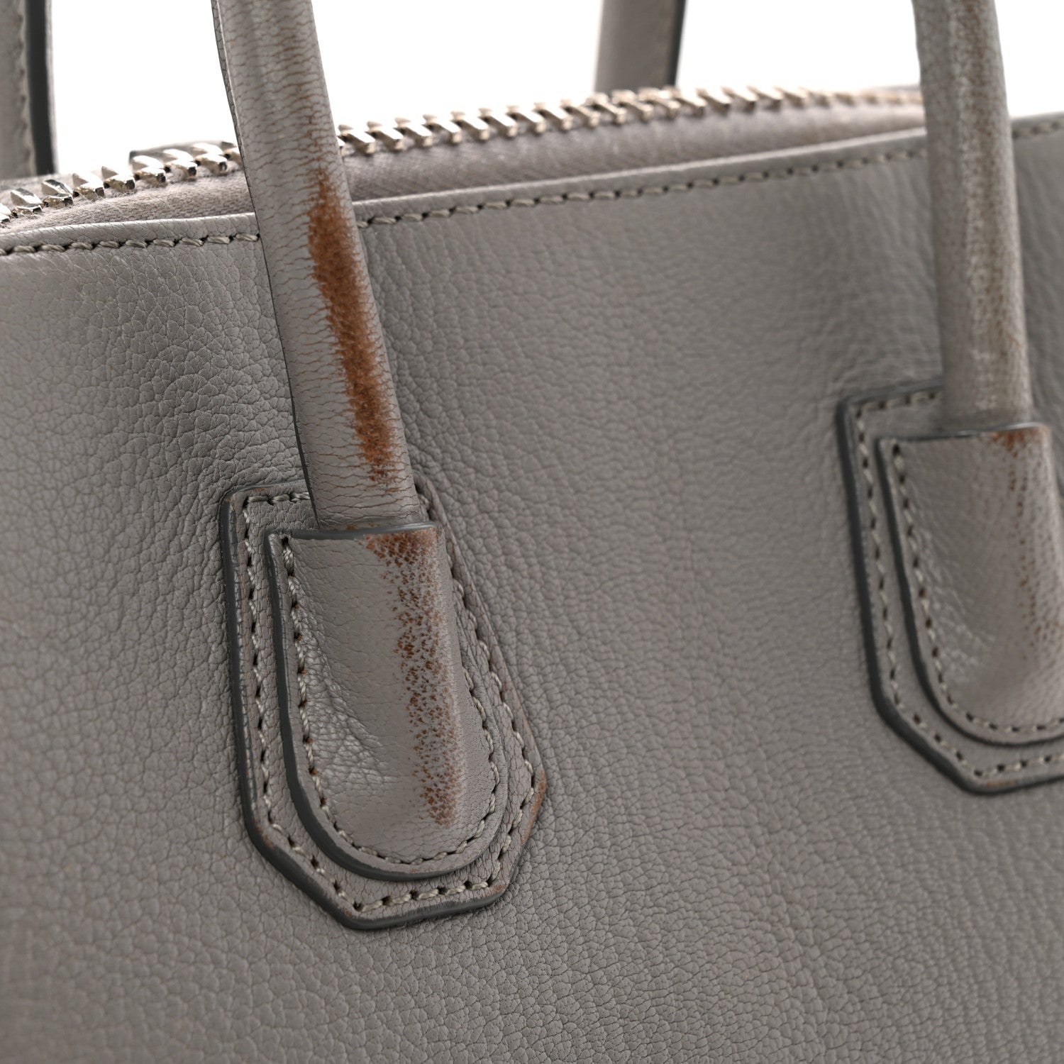 Sugar Goatskin Mini Antigona Pearl Grey