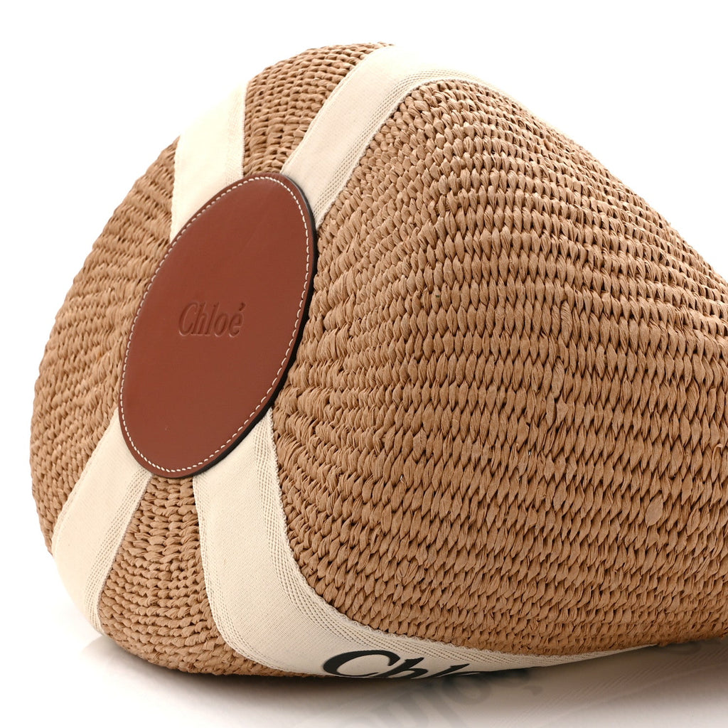 Raffia Medium Woody Tote White