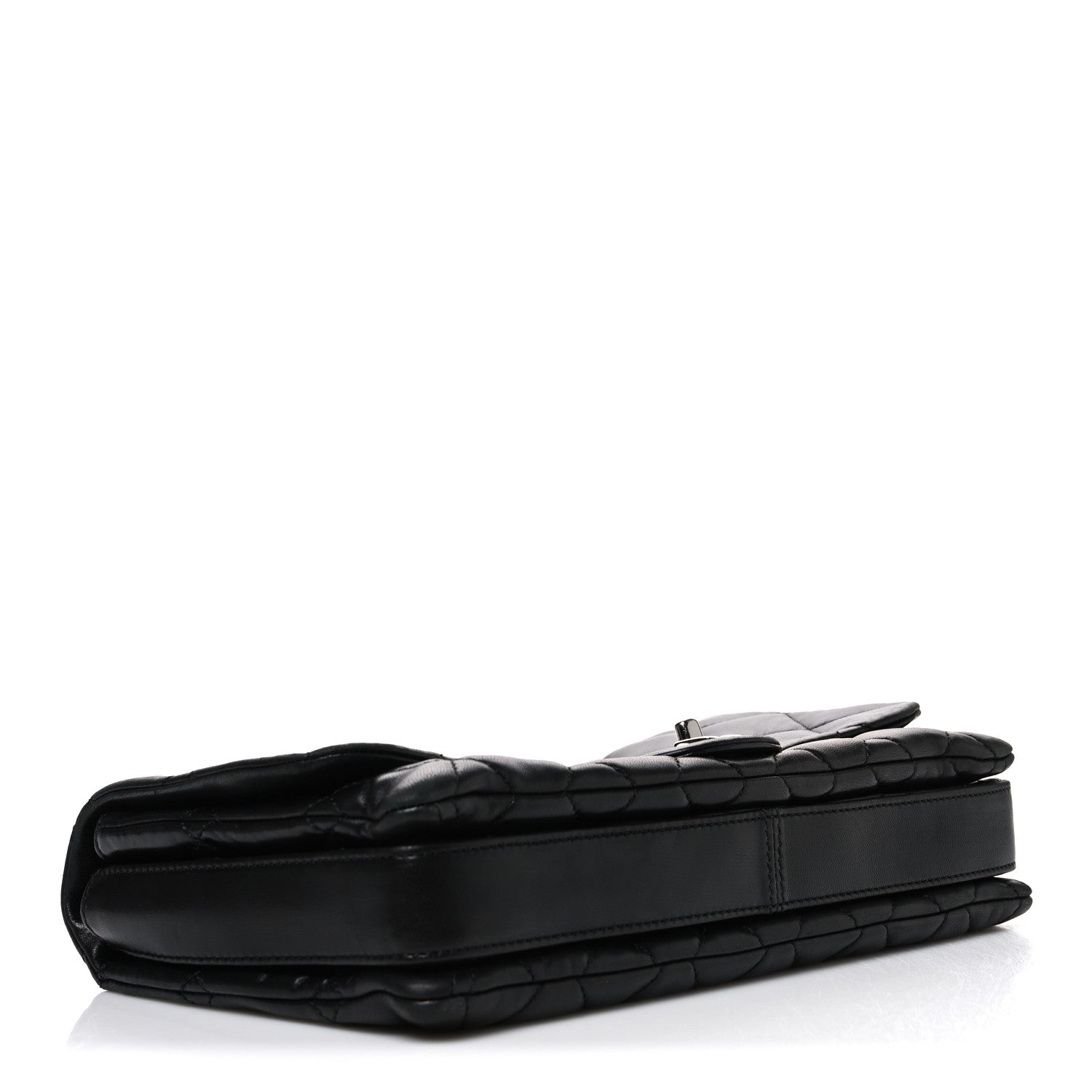 Lambskin Quilted Jumbo 3 Flap Black