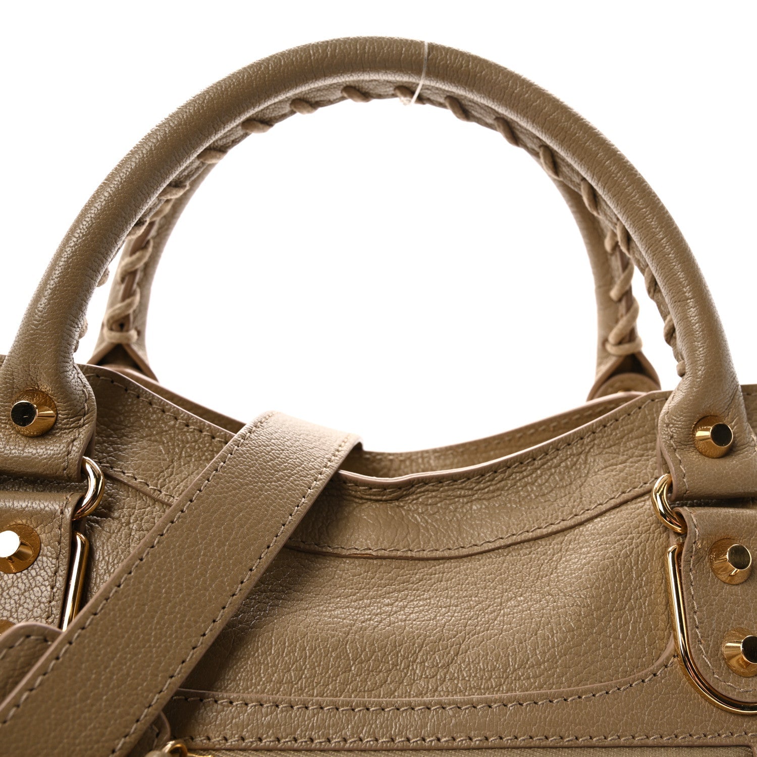 Chevre Gold Metallic Edge Hardware City Beige Latte