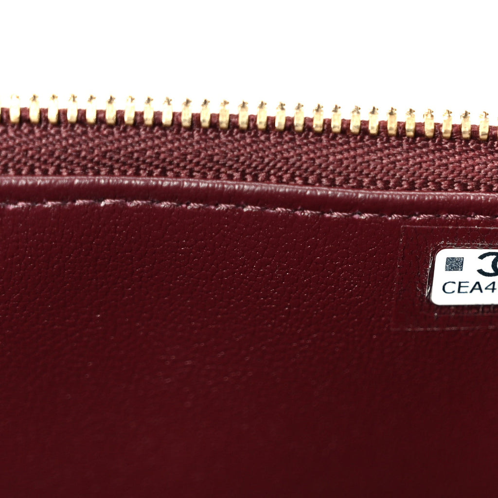 Lambskin Quilted Small Top Handle Vanity Case With Chain Burgundy Burgundy