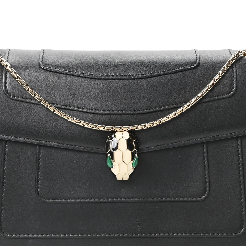 Calfskin Serpenti Forever Shoulder Bag Black