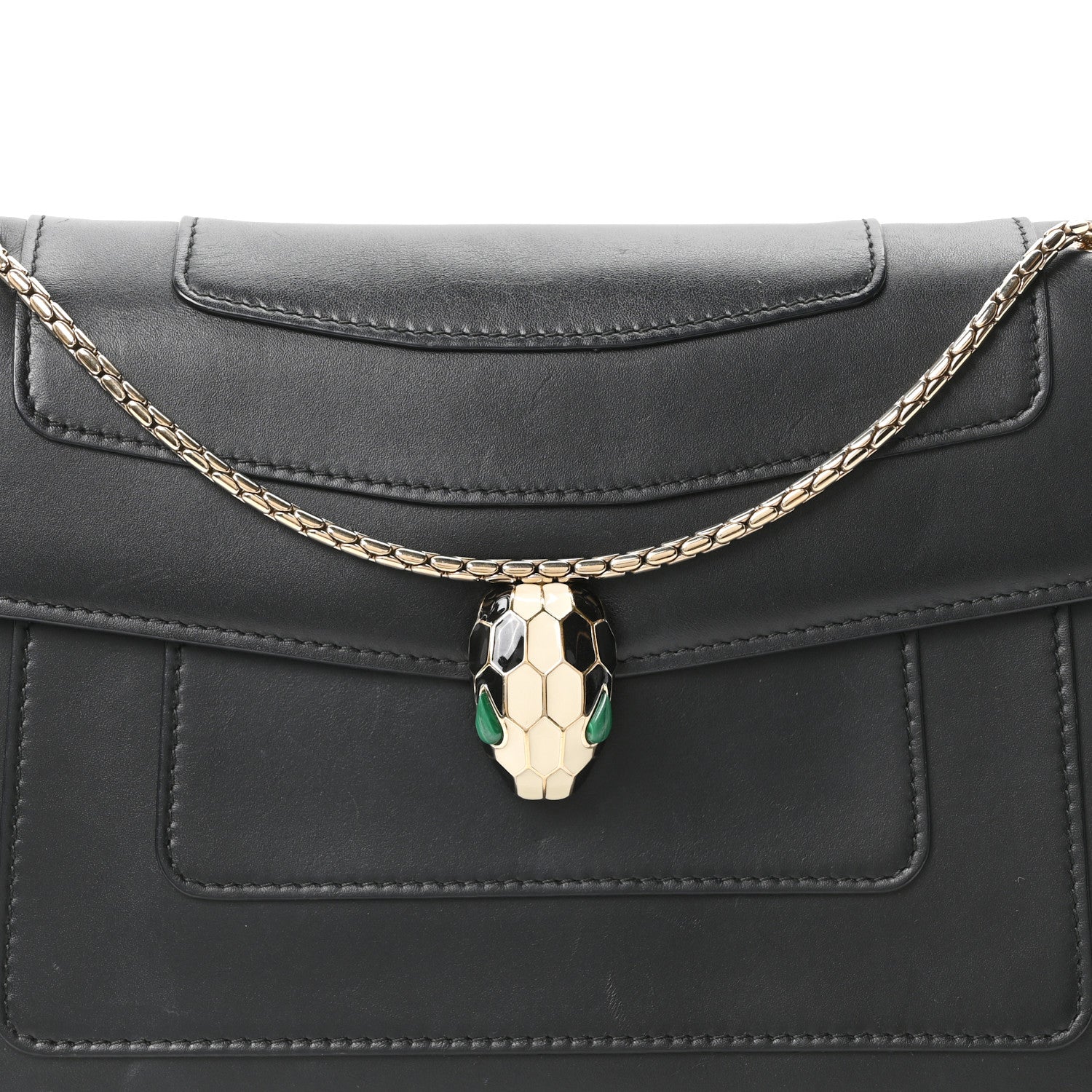 Calfskin Serpenti Forever Shoulder Bag Black