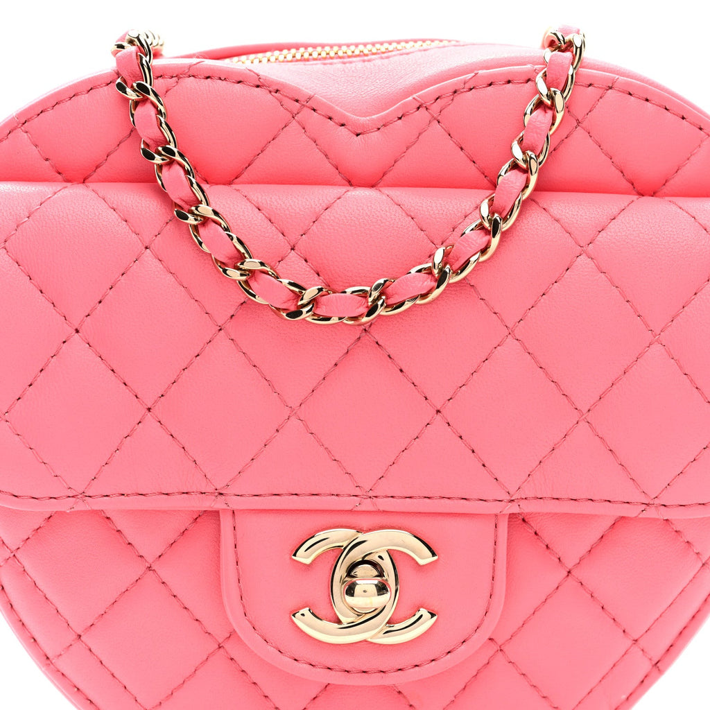 Lambskin Quilted CC In Love Heart Bag Pink
