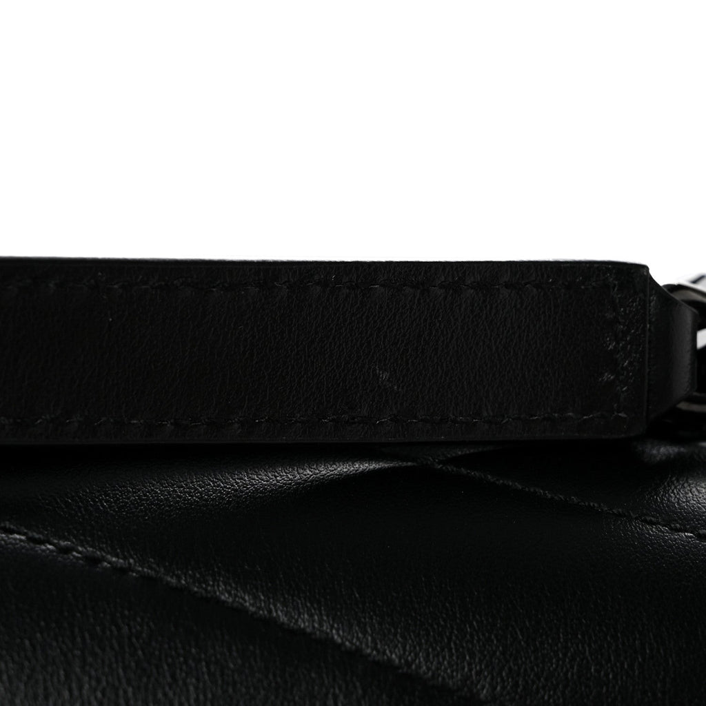 Calfskin Y Quilted Monogram Monochrome Large Loulou Chain Satchel Black