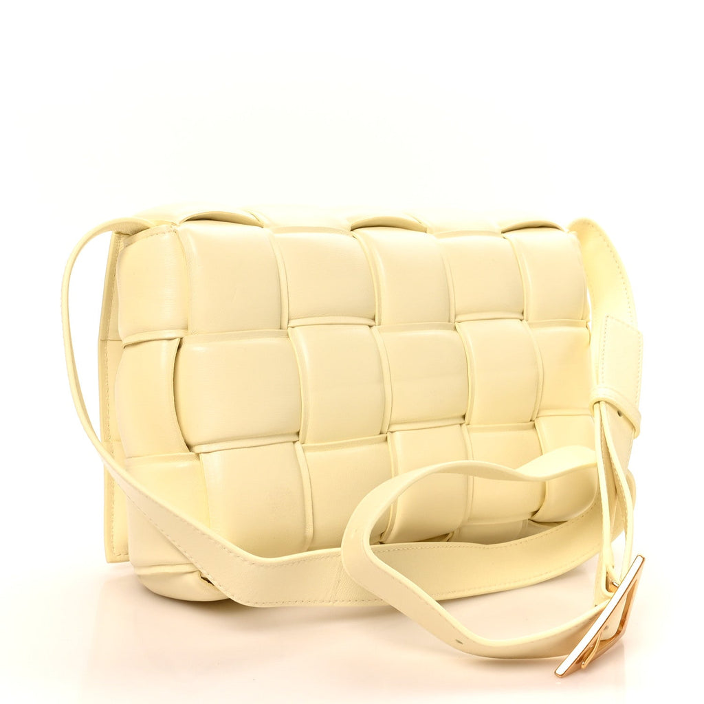 Nappa Maxi Intreccio Padded Cassette Crossbody Bag Ice Cream
