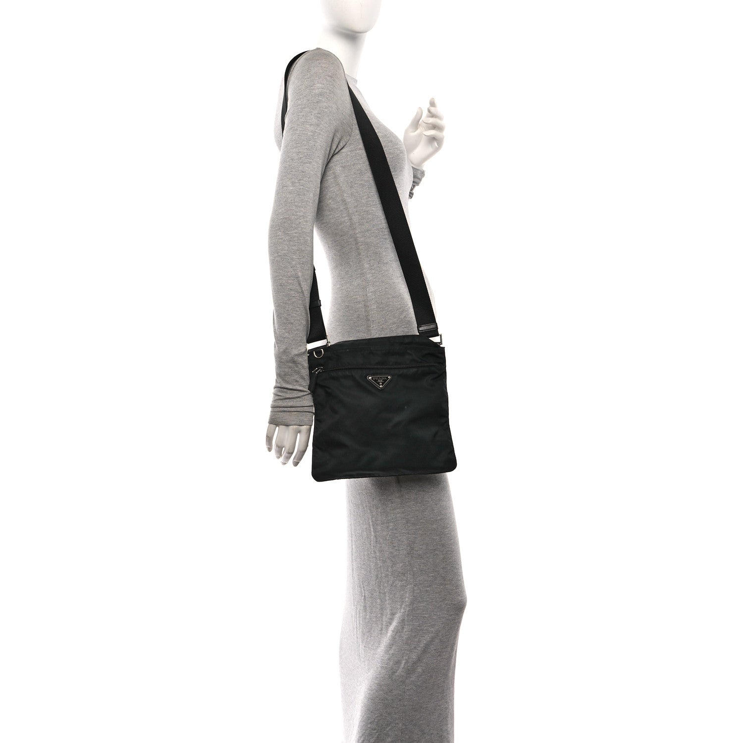 Nylon Vela Flat Messenger Bag Black