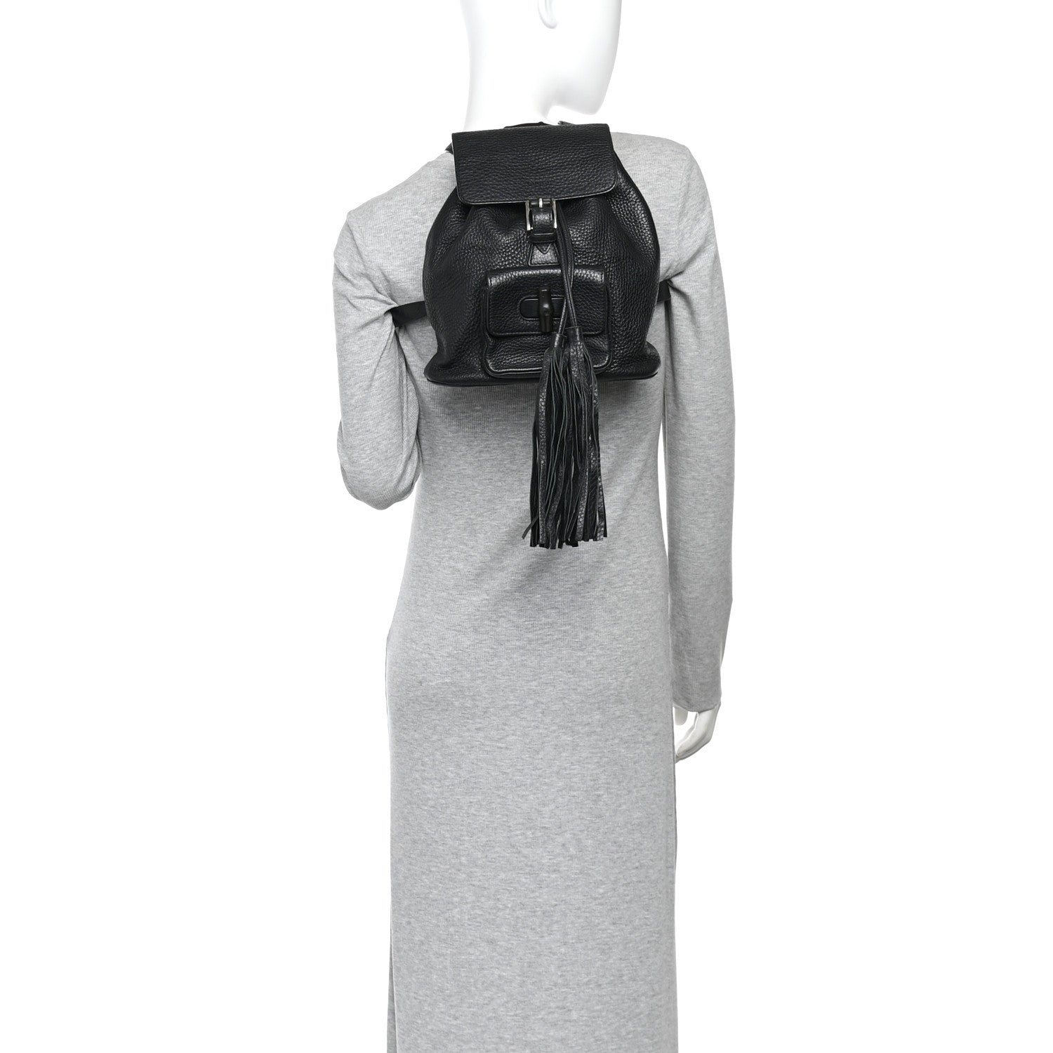 Calfskin Small Bamboo Backpack Black