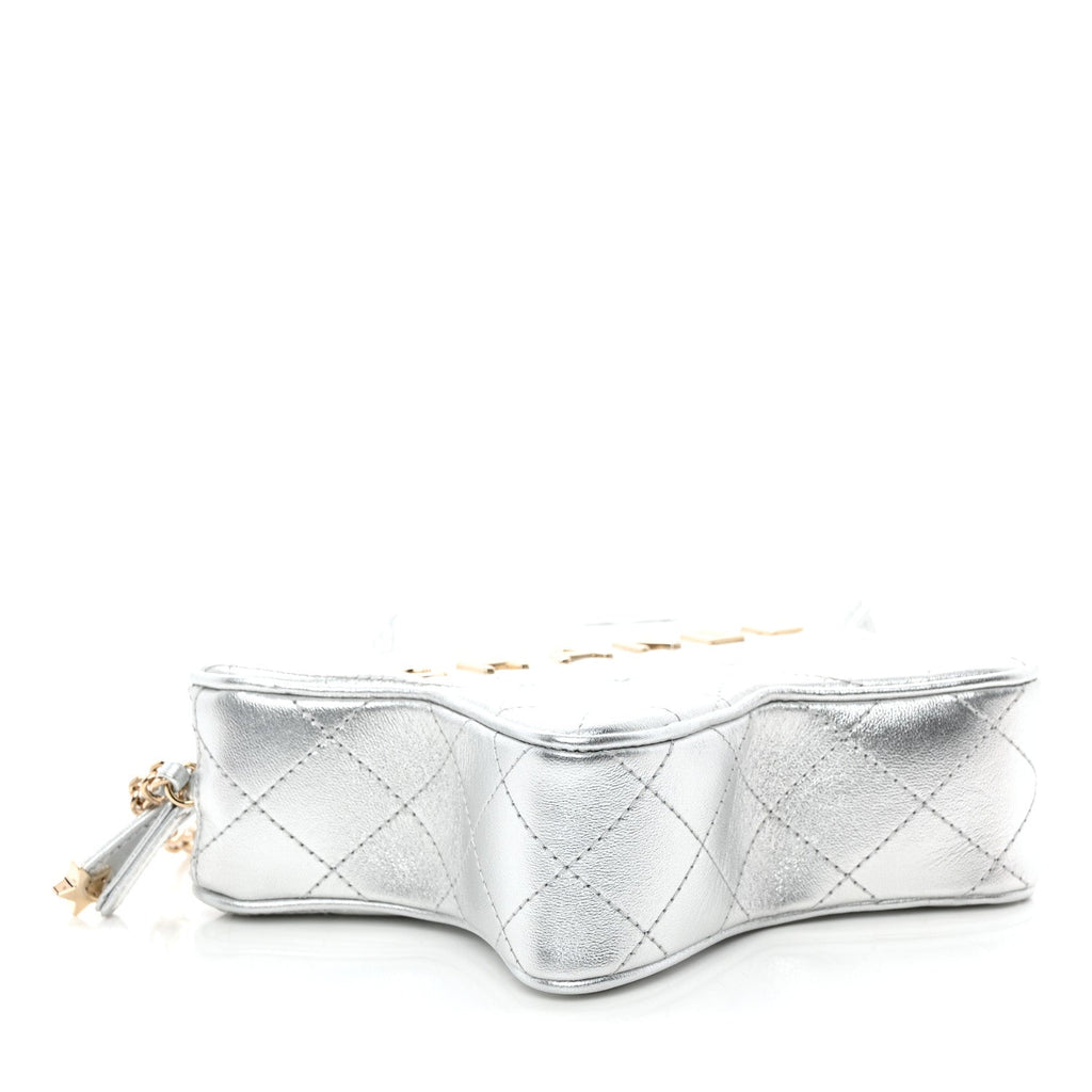 Metallic Lambskin Walk Of Fame Bag Silver