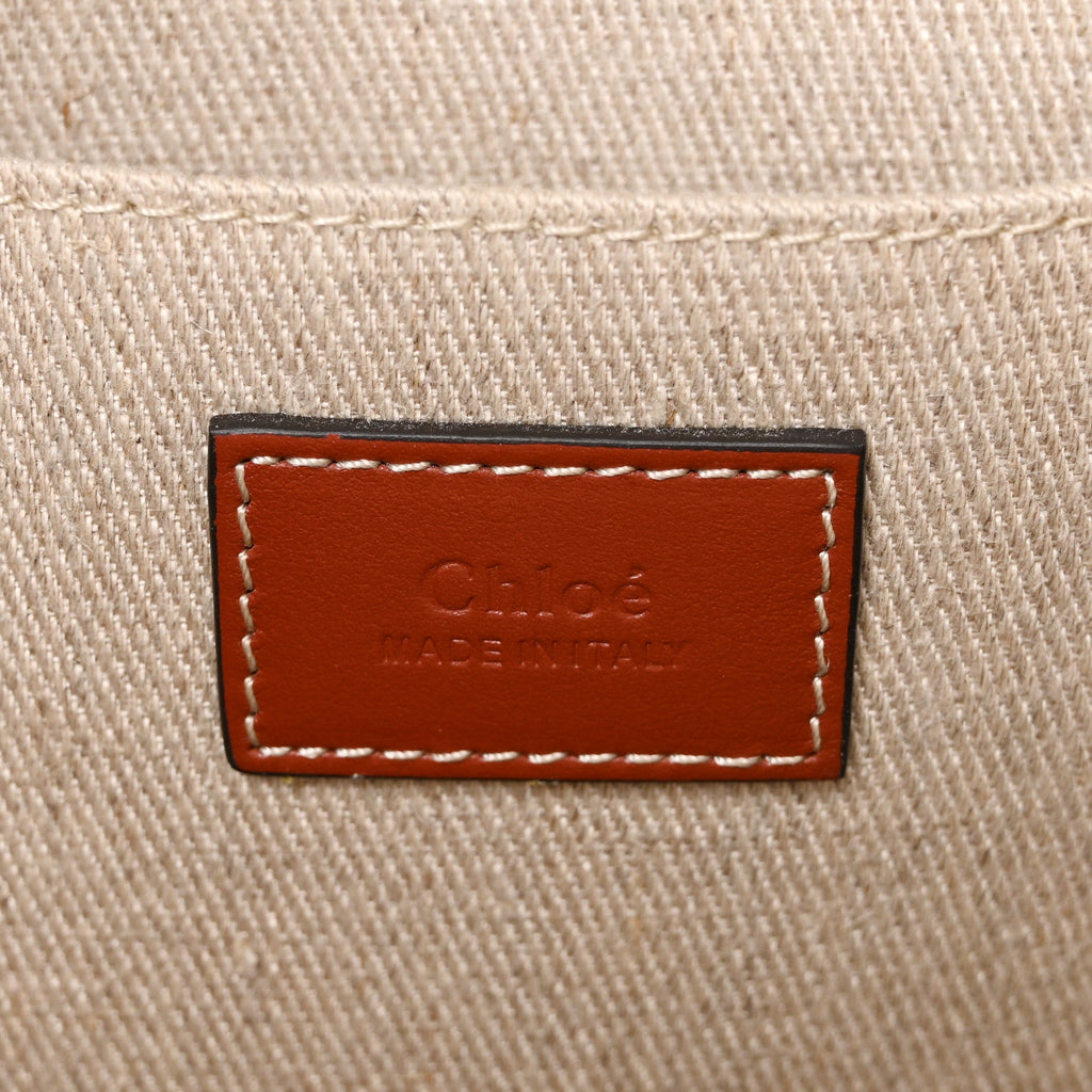 Cotton Calfskin Medium Woody Ribbon Tote White Brown