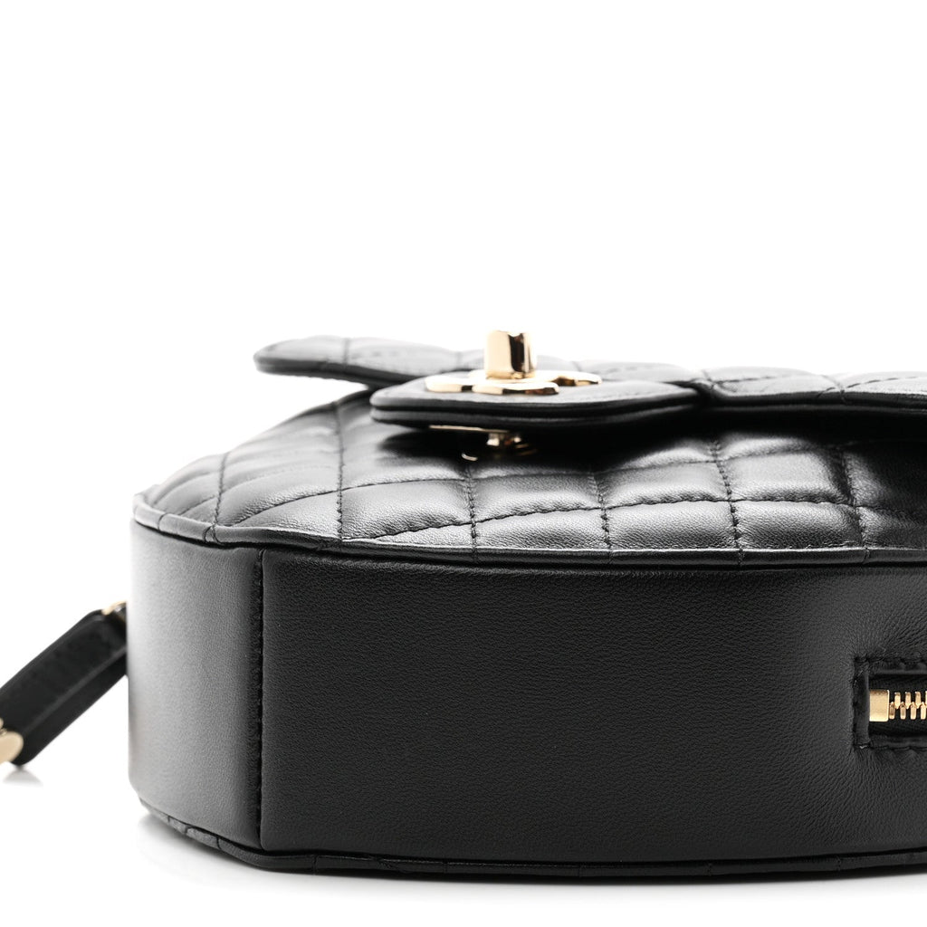 Lambskin Quilted Large CC In Love Heart Bag Black