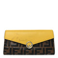 Vitello Cruise F is Fendi Bi-Color FF 1974 Embossed Continental Envelope Wallet On Chain Maya Yellow
