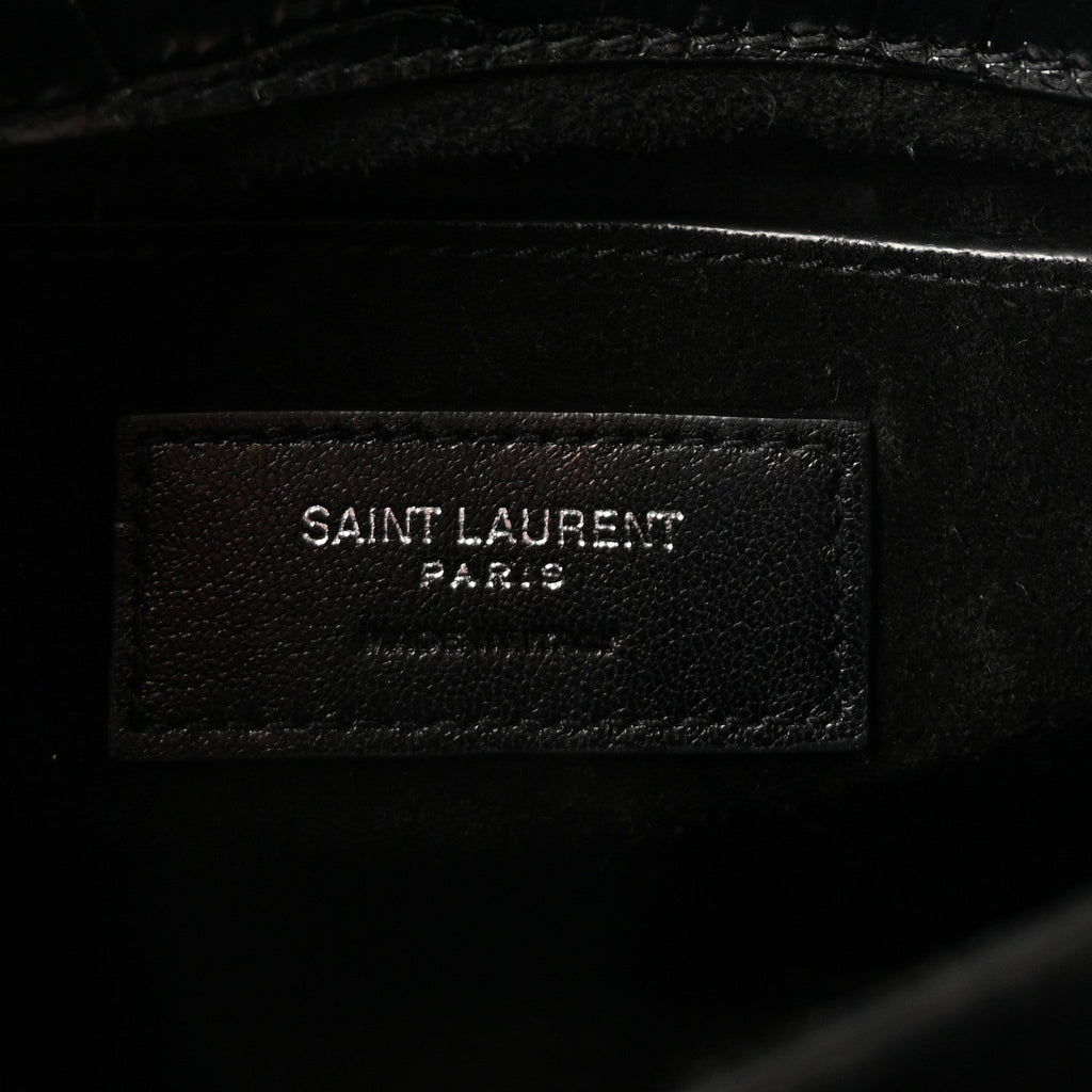 Calfskin Crocodile Embossed Medium Monogram Sunset  Black