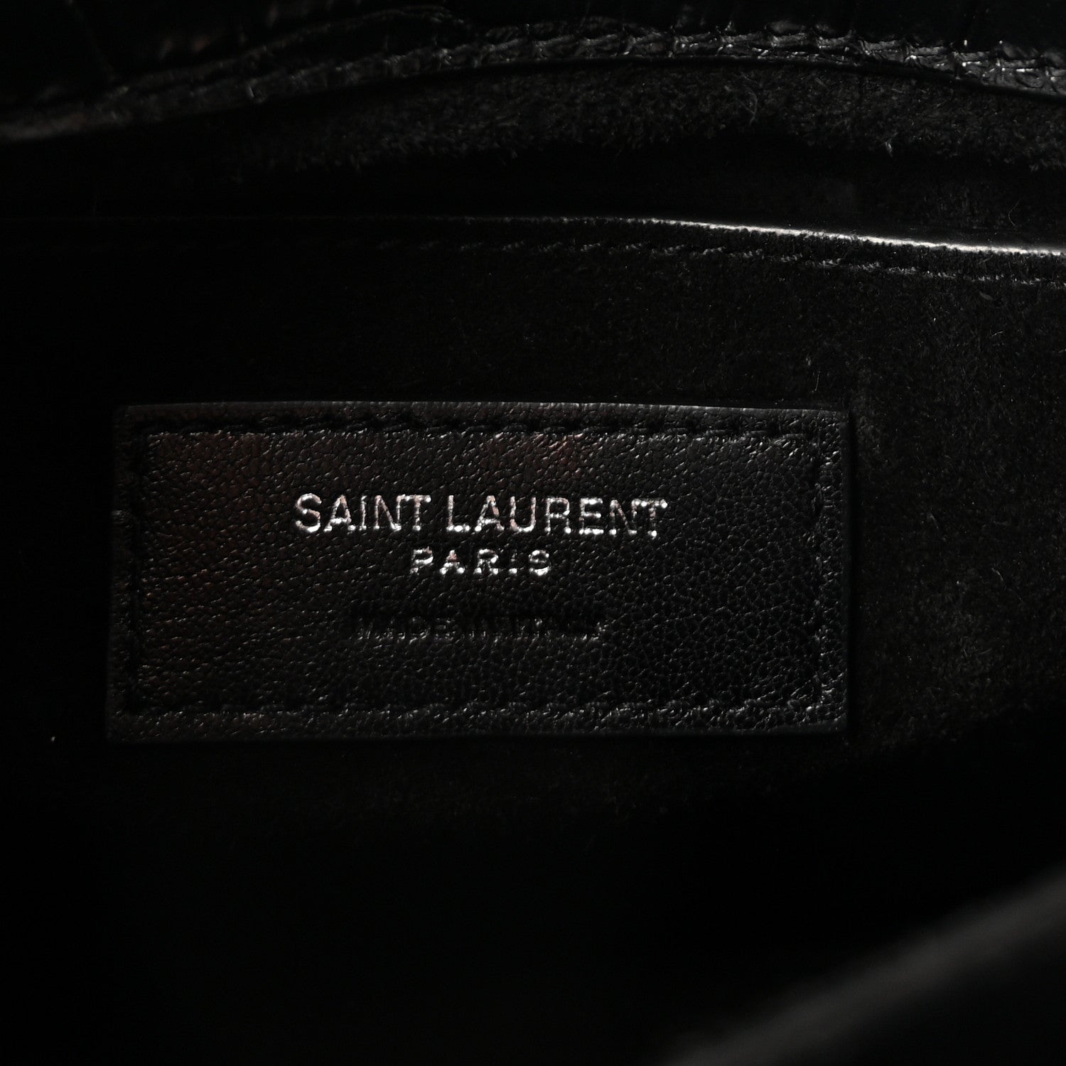 Calfskin Crocodile Embossed Medium Monogram Sunset  Black