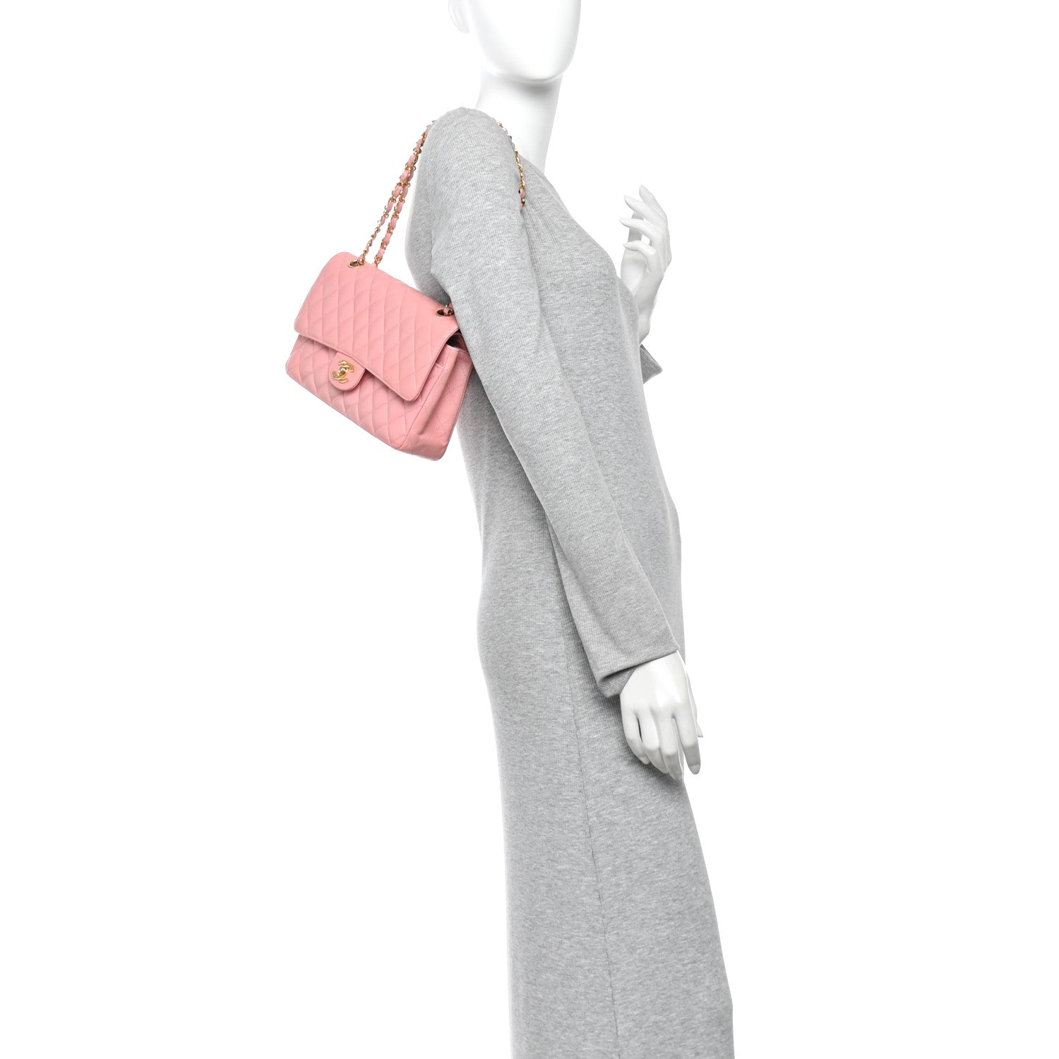 Caviar Quilted Medium Double Flap Pink