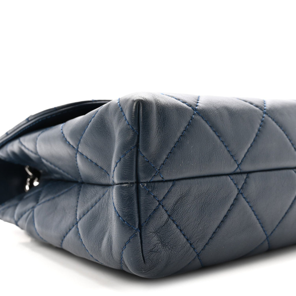 Calfskin Quilted In the Business Flap Dark Navy Blue