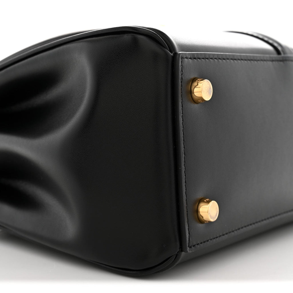 Satinated Calfskin Small 16 Top Handle Bag Black