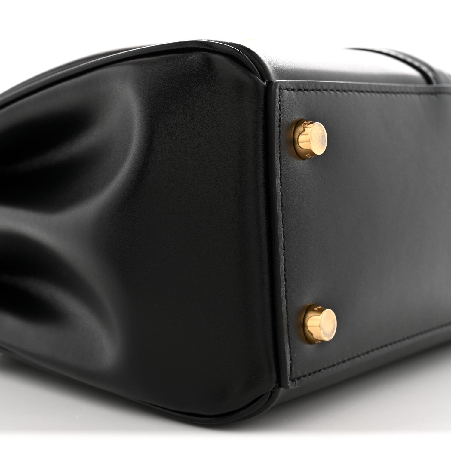 Satinated Calfskin Small 16 Top Handle Bag Black