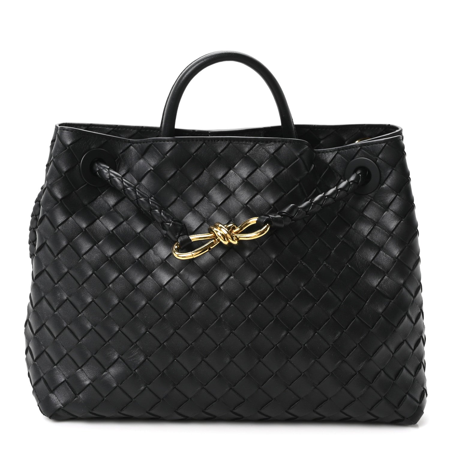 Nappa Intrecciato Medium Andiamo Shoulder Bag Black