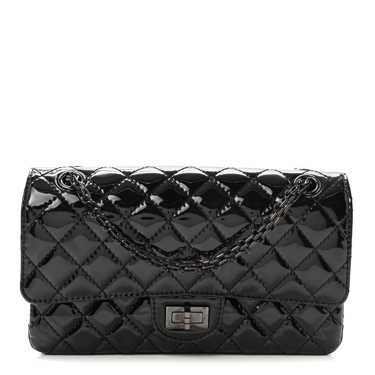 Patent Calfskin Quilted 2.55 Reissue 225 Flap So Black