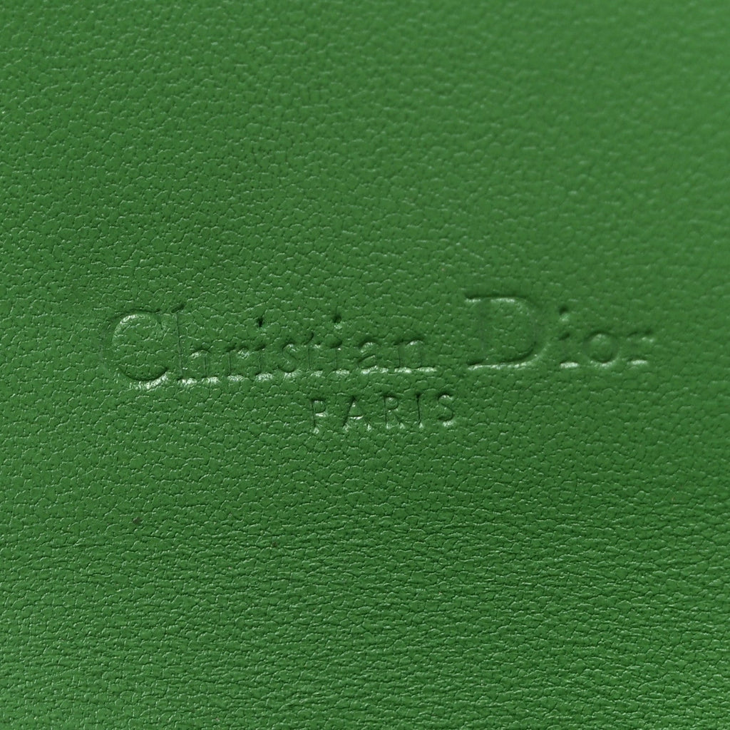 Goatskin Saddle Chain Wallet Pouch Bright Green
