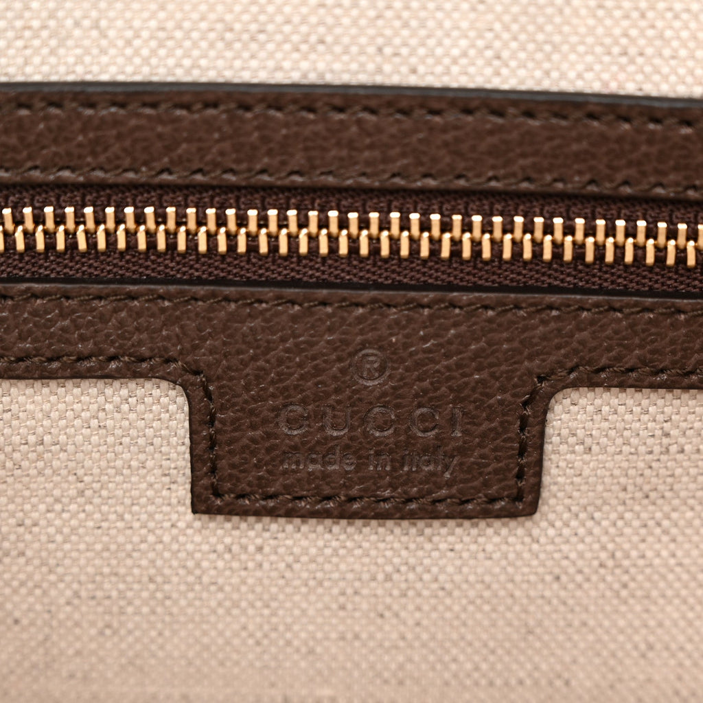 GG Supreme Monogram Web Medium Ophidia Top Handle Bag Beige Ebony