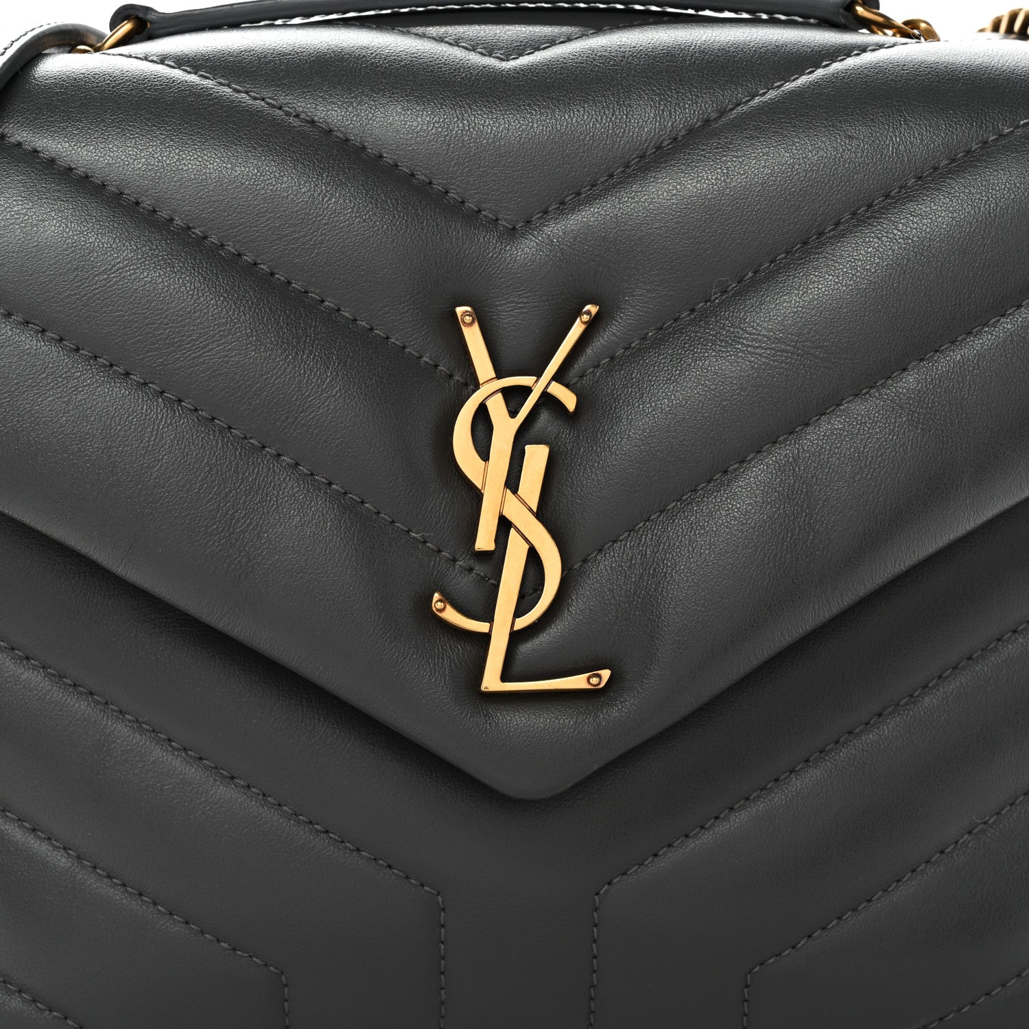 Calfskin Y Quilted Monogram Small Loulou Chain Satchel Storm