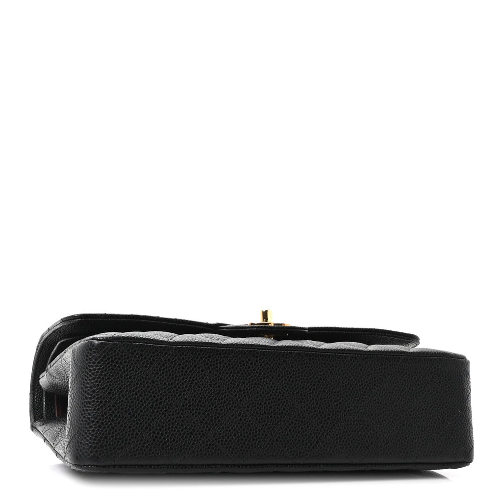 Caviar Quilted Medium Double Flap Black