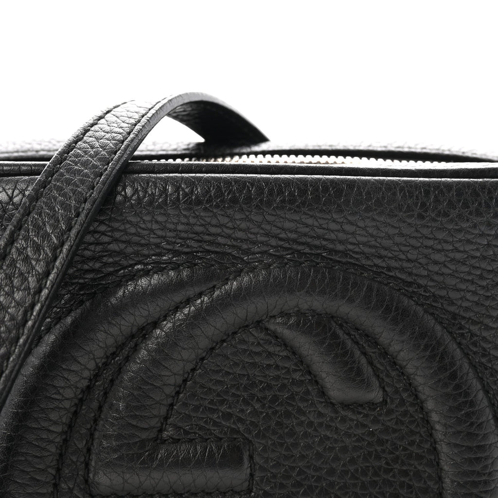 Pebbled Calfskin Small Soho Disco Bag Black