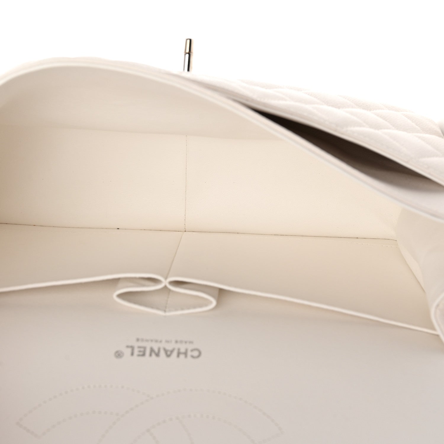 Caviar Quilted Jumbo Double Flap White