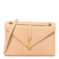 Grain De Poudre Matelasse Chevron Large Monogram Satchel Nude Powder