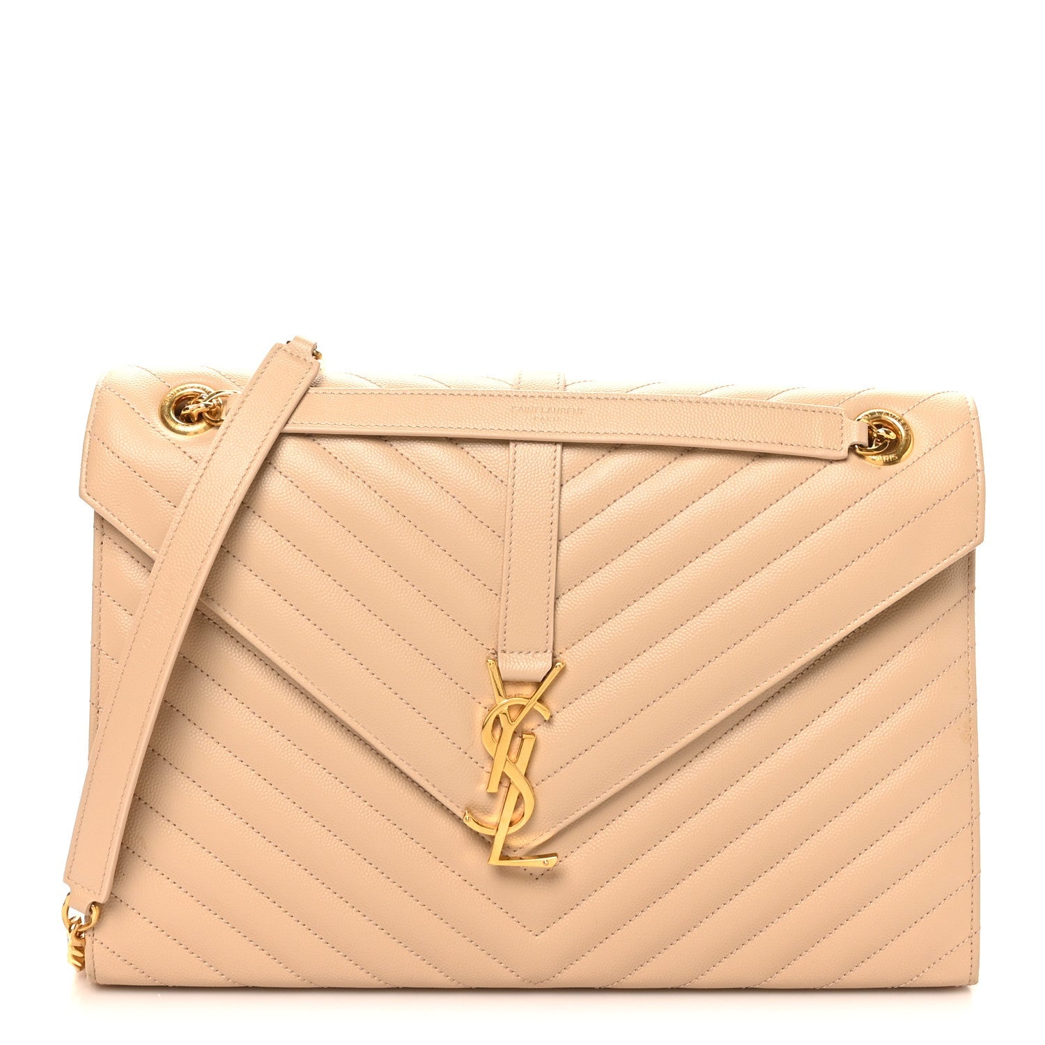 Grain De Poudre Matelasse Chevron Large Monogram Satchel Nude Powder