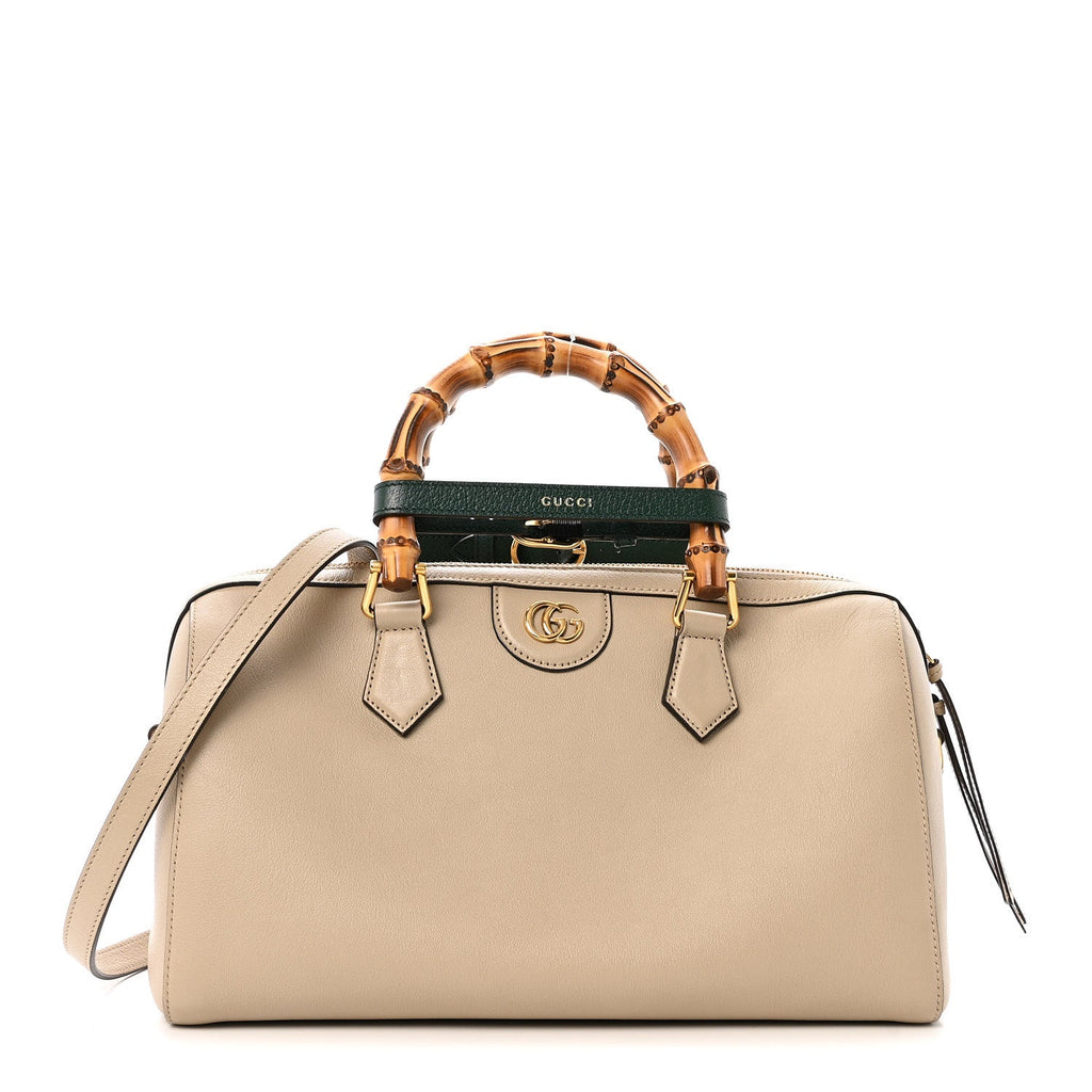 Calfskin Diana Bamboo Boston Oatmeal Vintage Green