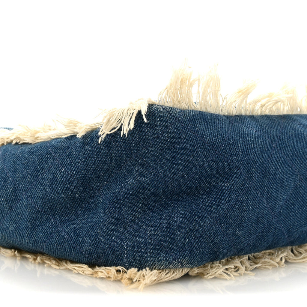 Frayed Denim Quilted Flap Blue