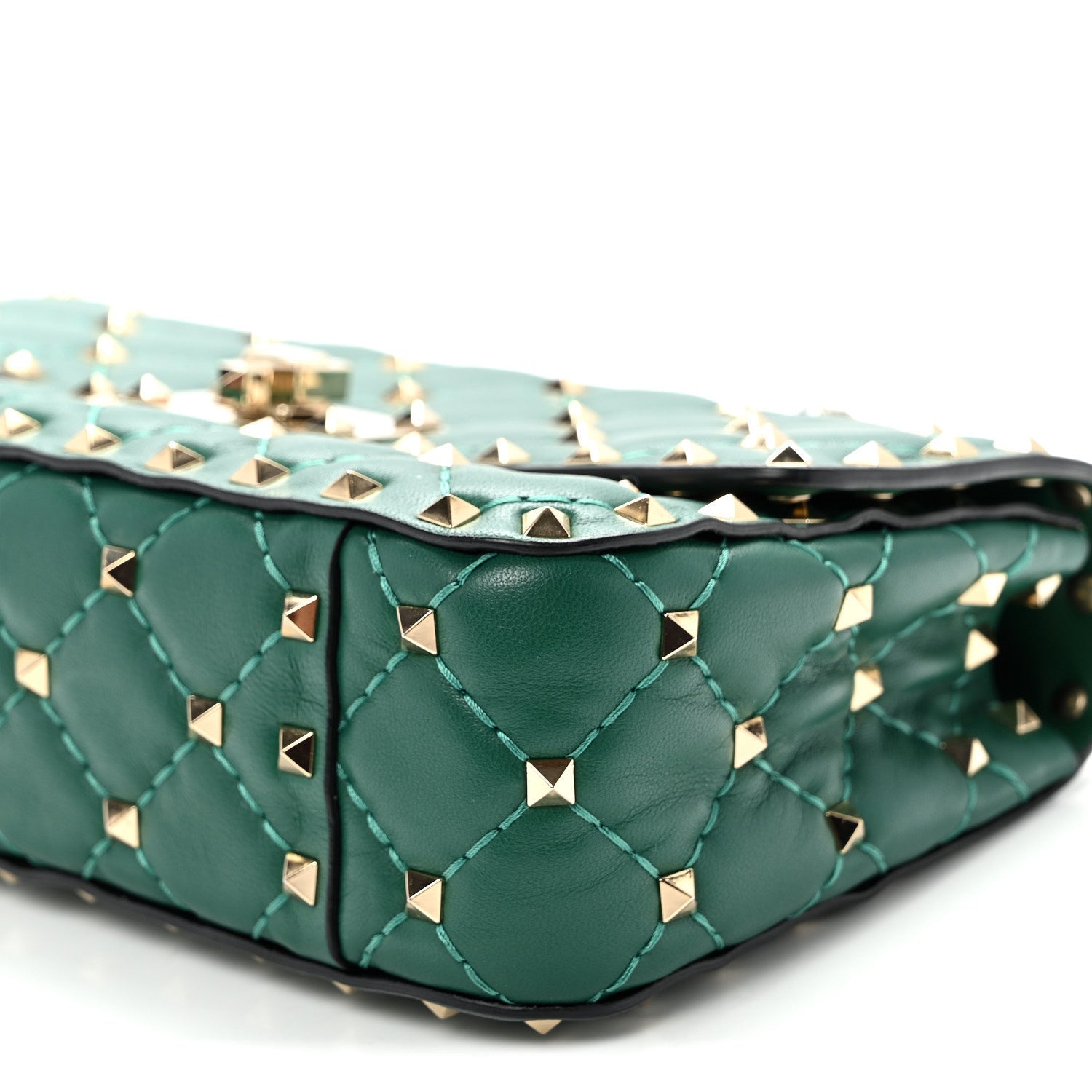 Nappa Small Rockstud Spike Shoulder Bag Gea Green