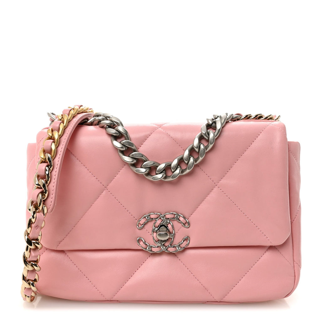 Lambskin Quilted Medium Chanel 19 Flap Pink