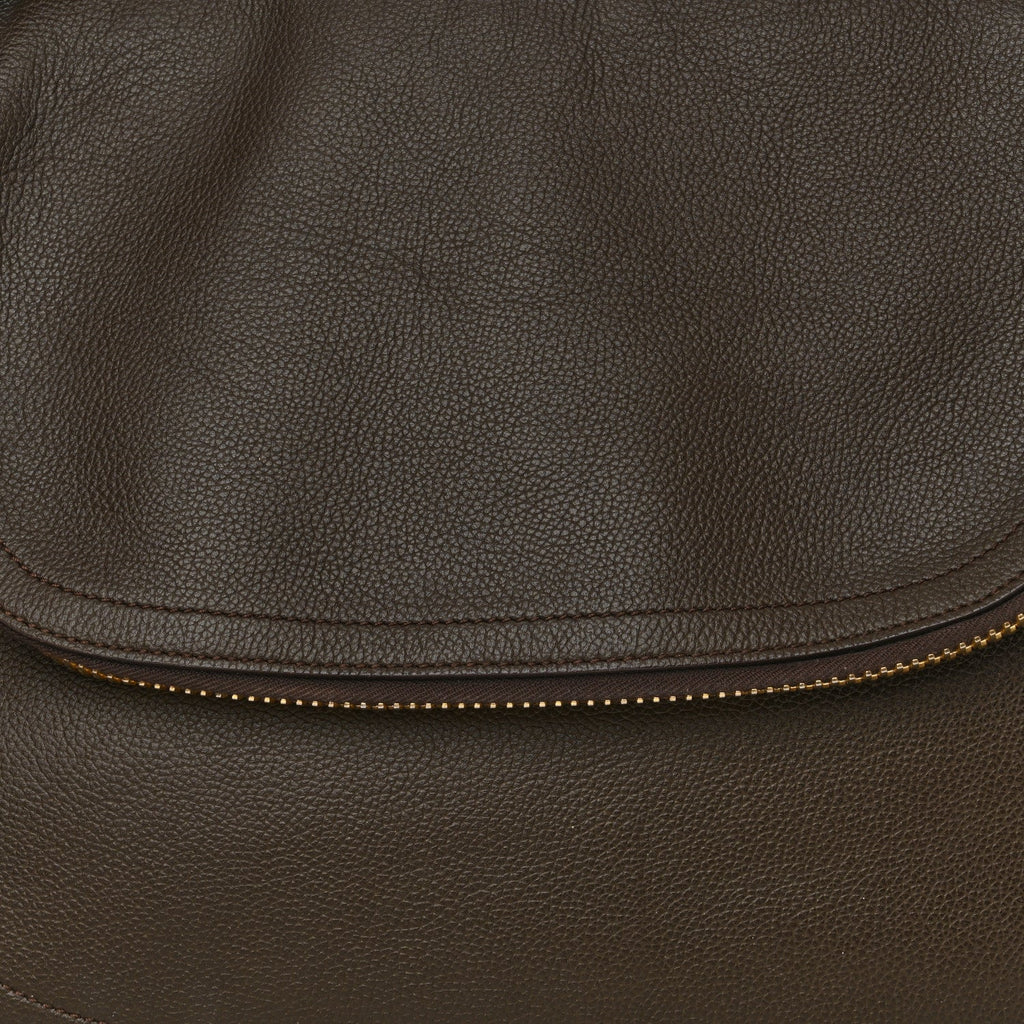Grained Calfskin Large Jennifer Crossbody Bag Brown
