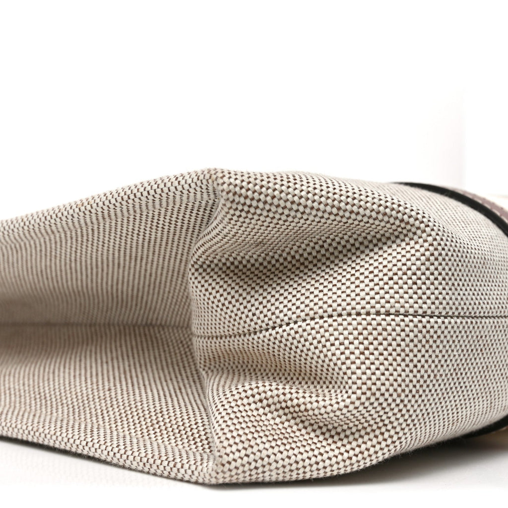 Cotton Calfskin Large Woody Ribbon Tote White Brown