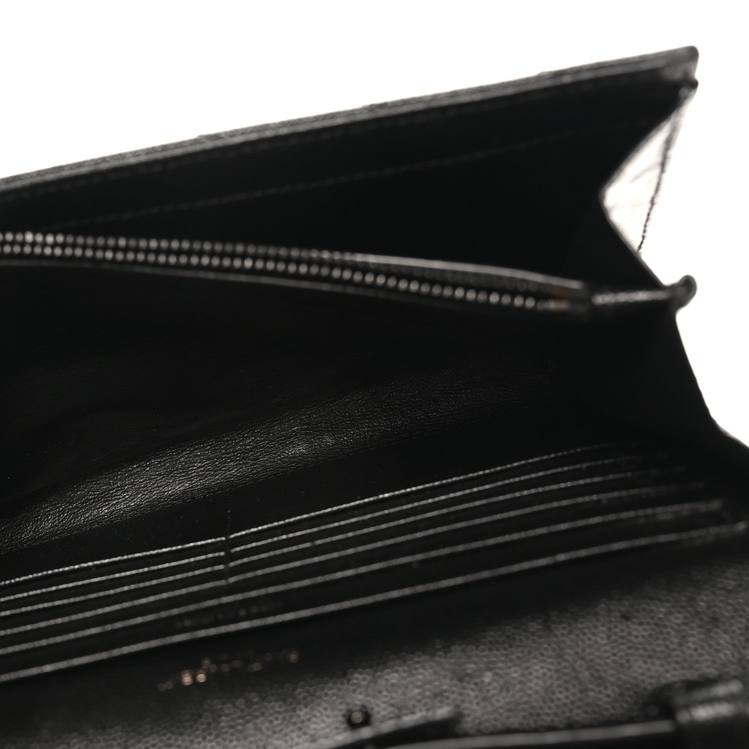 Grain De Poudre Matelasse Chevron Monogram Monochrome Chain Wallet Black