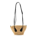 Raffia Calfskin Small Arco Basket Black