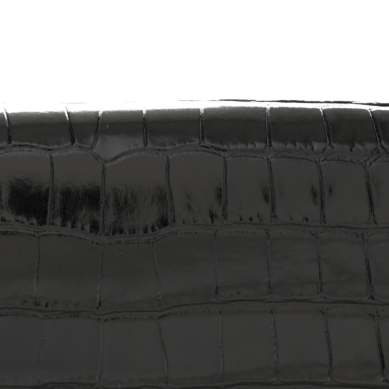 Calfskin Crocodile Embossed CC Clutch Black