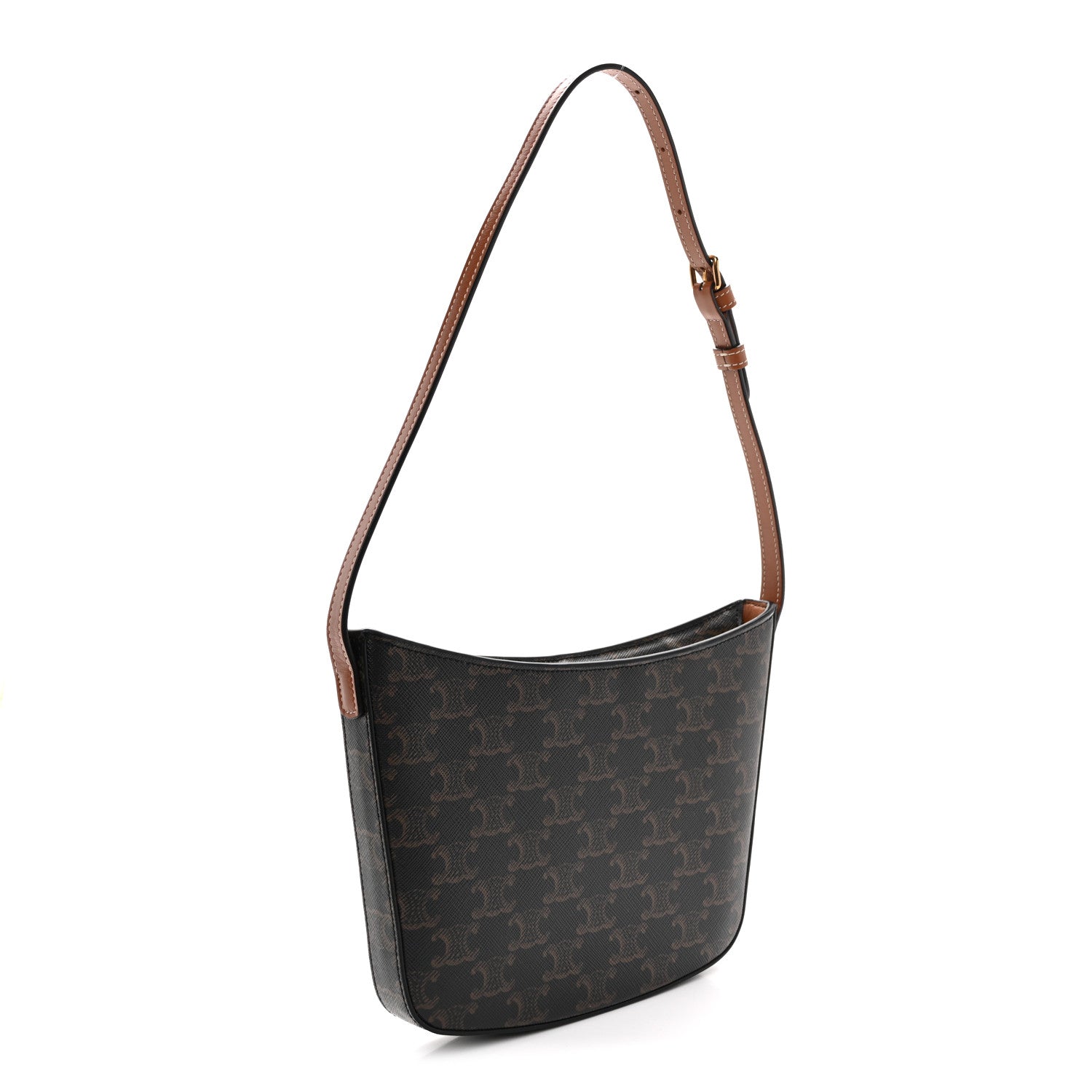 Triomphe Canvas Calfskin Medium Croque Bag Tan